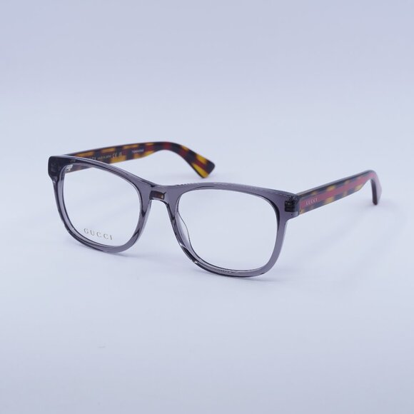 🕶️ New Gucci GG0004ON 004 Eyeglasses - Transparent Grey/Havana Frame - Picture 1 of 11